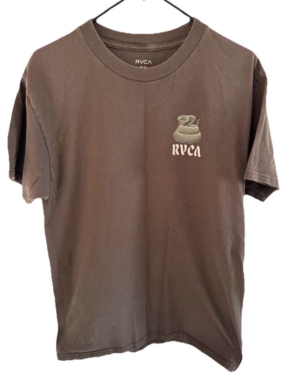 RVCA Rager Puff Logo Heavyweight Cotton T-Shirt Men’s Medium Brown Graphic Teen